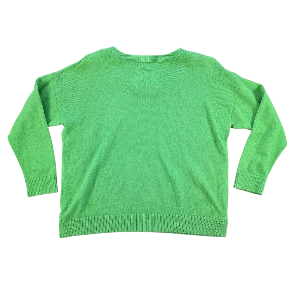 Abercrombie & Fitch Green Crewneck Crop Sweater Pocket Logo 3/4 Sleeves Size M - Picture 4 of 6